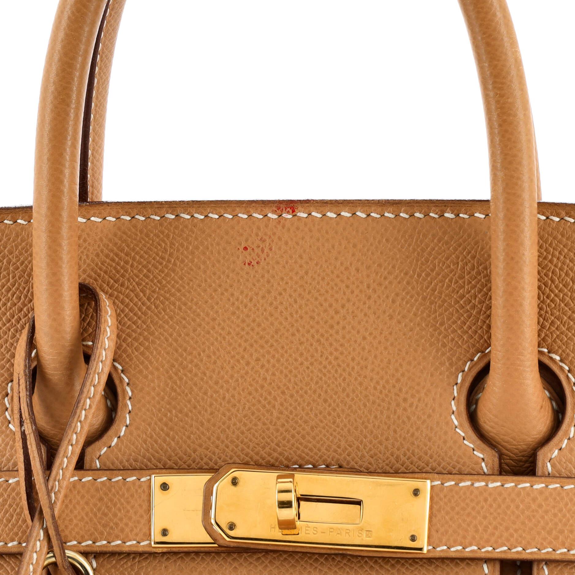 Hermes HAC Birkin Bag Brown Courchevel with Gold Hardware 32 3