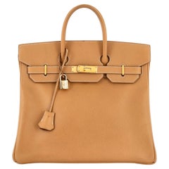 Hermes HAC Birkin Bag Brown Courchevel with Gold Hardware 32