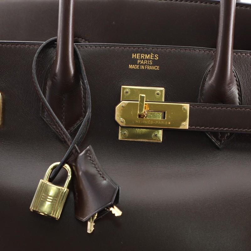 Black Hermes HAC Birkin Bag Chocolate Box Calf with Gold Hardware 32