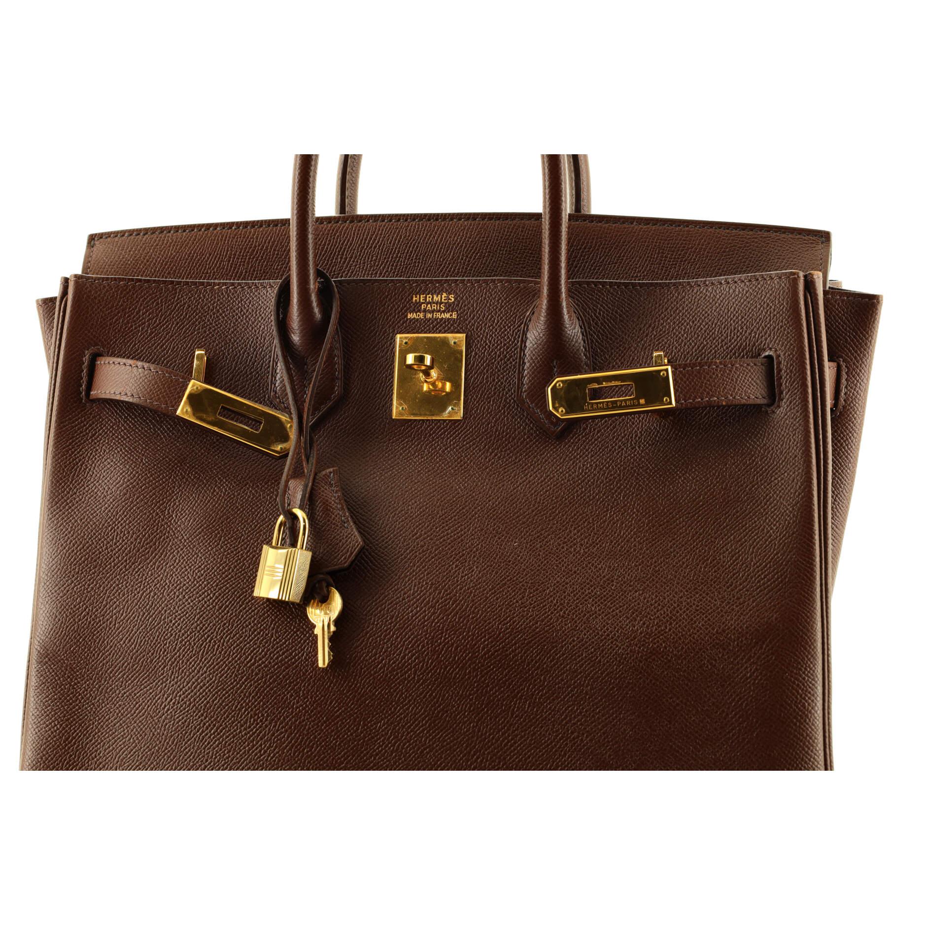 Hermes HAC Birkin Bag Chocolate Courchevel with Gold Hardware 32 1