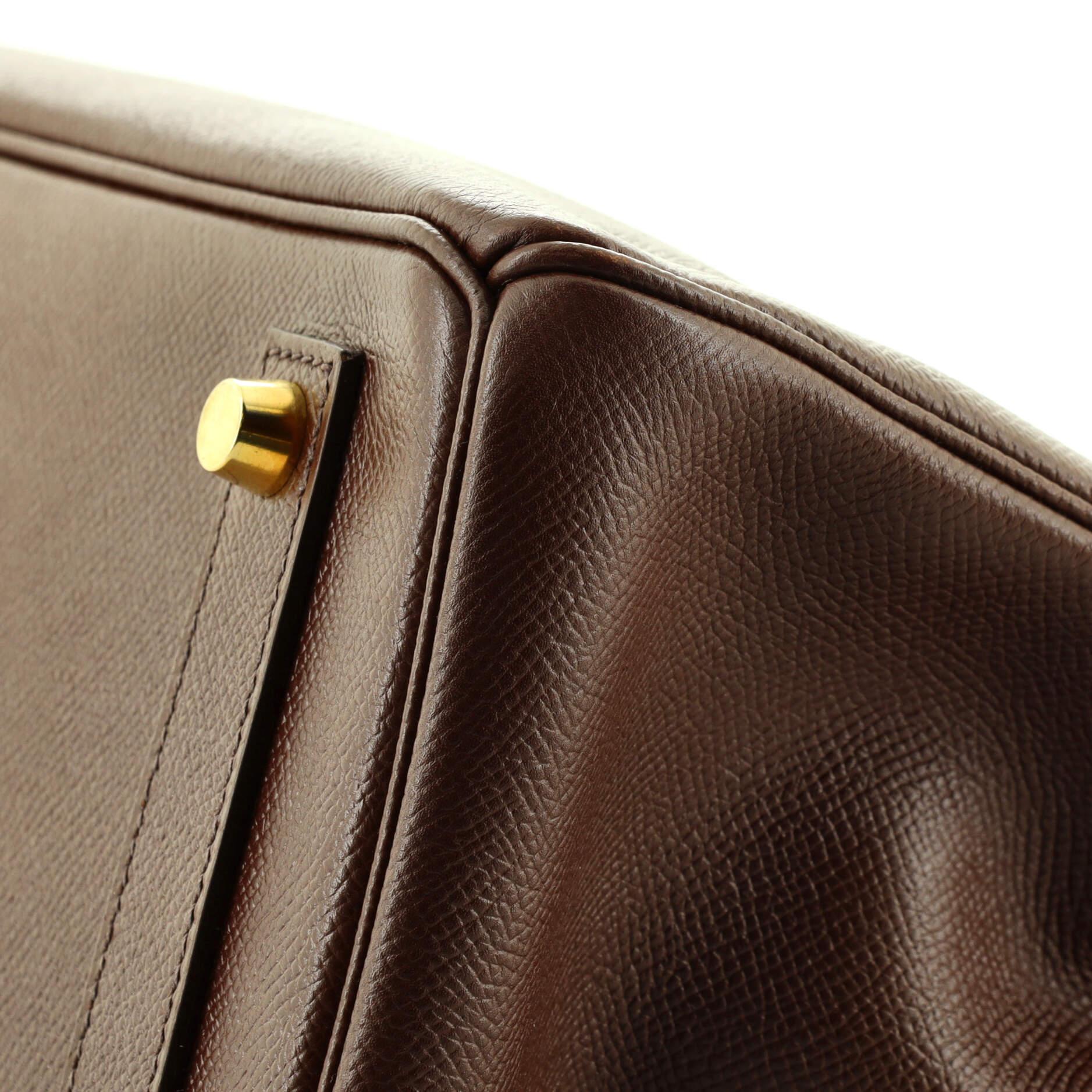 Hermes HAC Birkin Bag Chocolate Courchevel with Gold Hardware 32 2