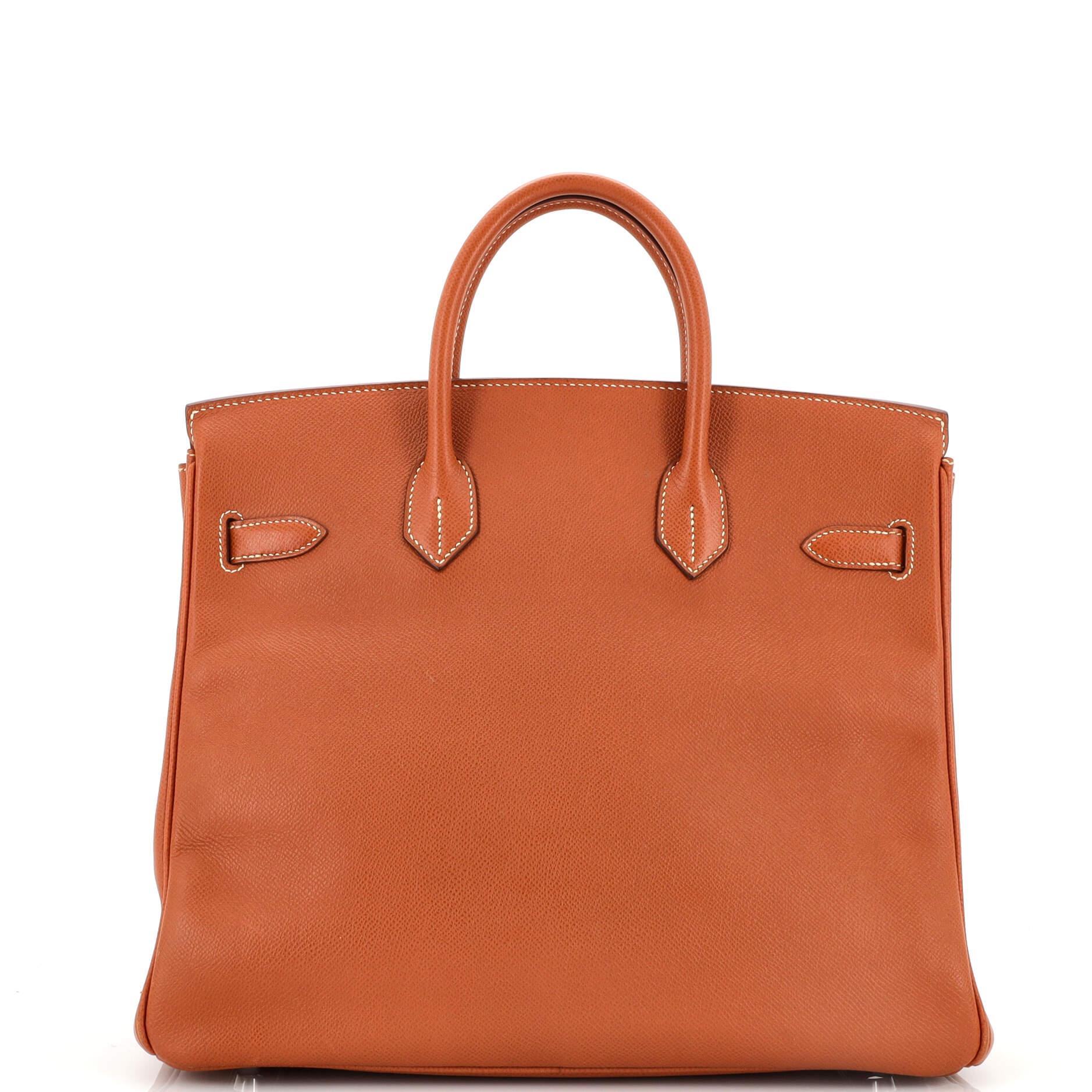 Women's Hermes HAC Birkin Bag Cognac Epsom with Palladium Hardware 32