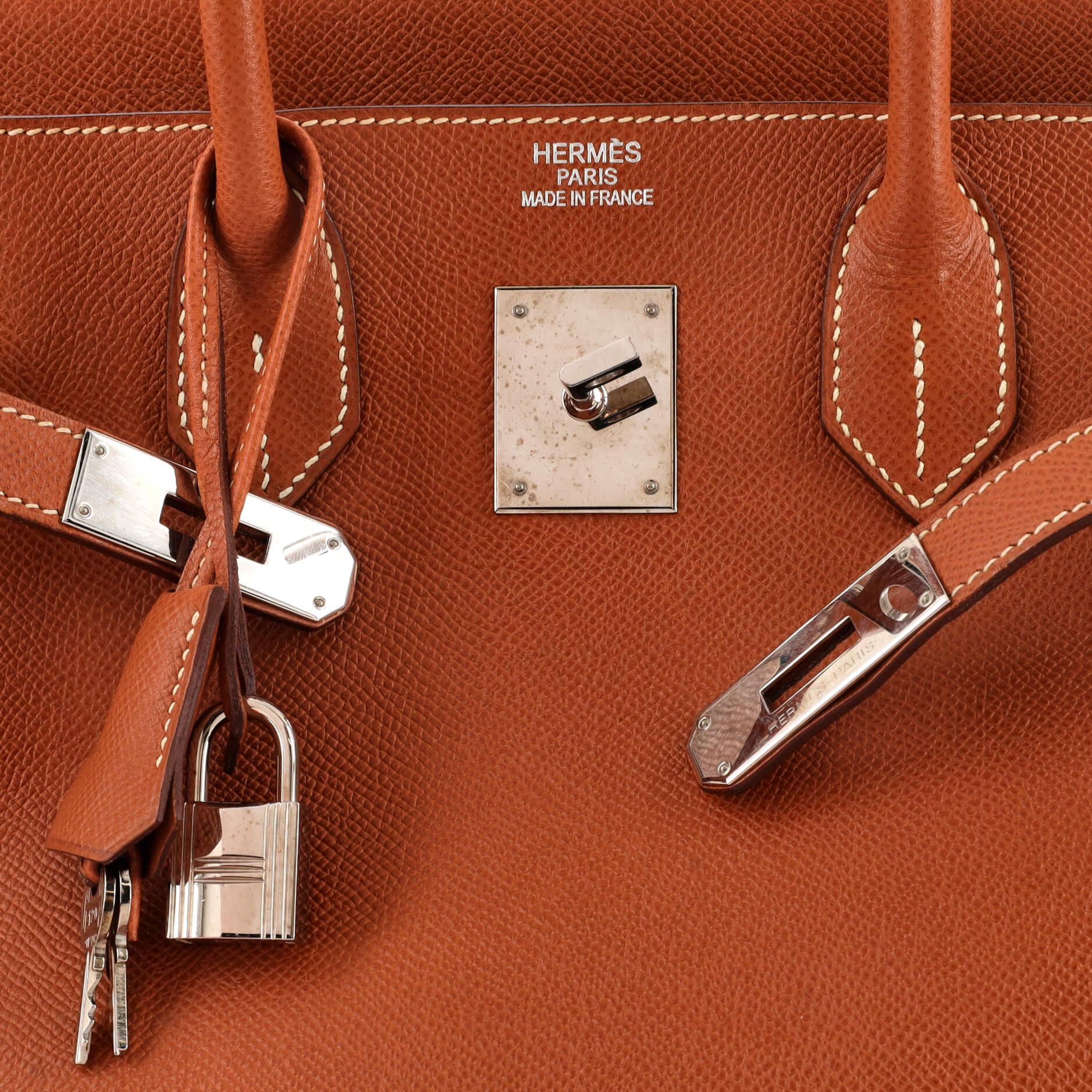 Hermes HAC Birkin Bag Cognac Epsom with Palladium Hardware 32 3