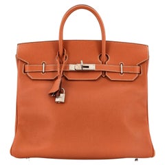 Hermes HAC Birkin Bag Cognac Epsom with Palladium Hardware 32