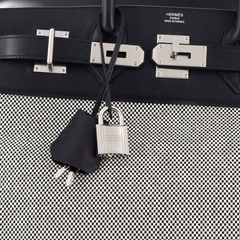 Hermes HAC Birkin Bag Criss Cross Toile and Black Evercolor with Palladium  Hardware 40 Black 2305171