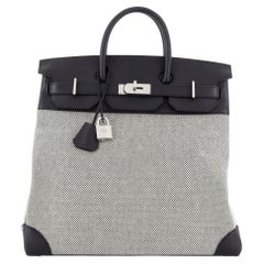 Hermes HAC Birkin Bag Criss Cross Toile et Noir Evercolor avec Palladium