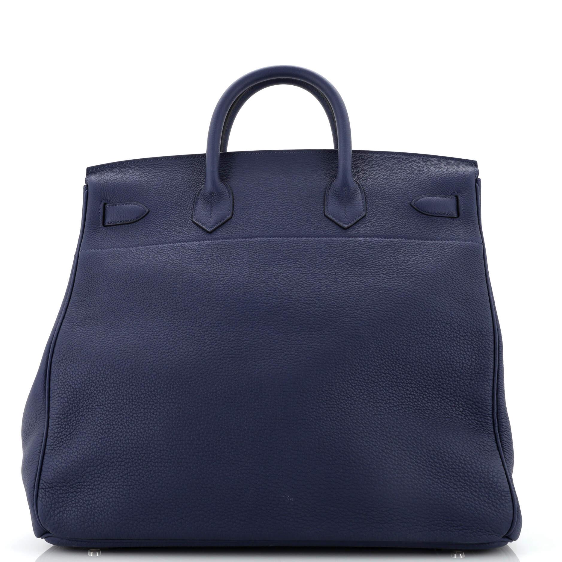 Hermes HAC Birkin Bag Deep Blue Togo with Palladium Hardware 40 In Good Condition In NY, NY