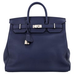 Hermès - Sac Birkin HAC bleu foncé Togo avec accessoires en palladium 40