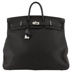 Hermes HAC Birkin Bag Ebene Clemence with Palladium Hardware 50