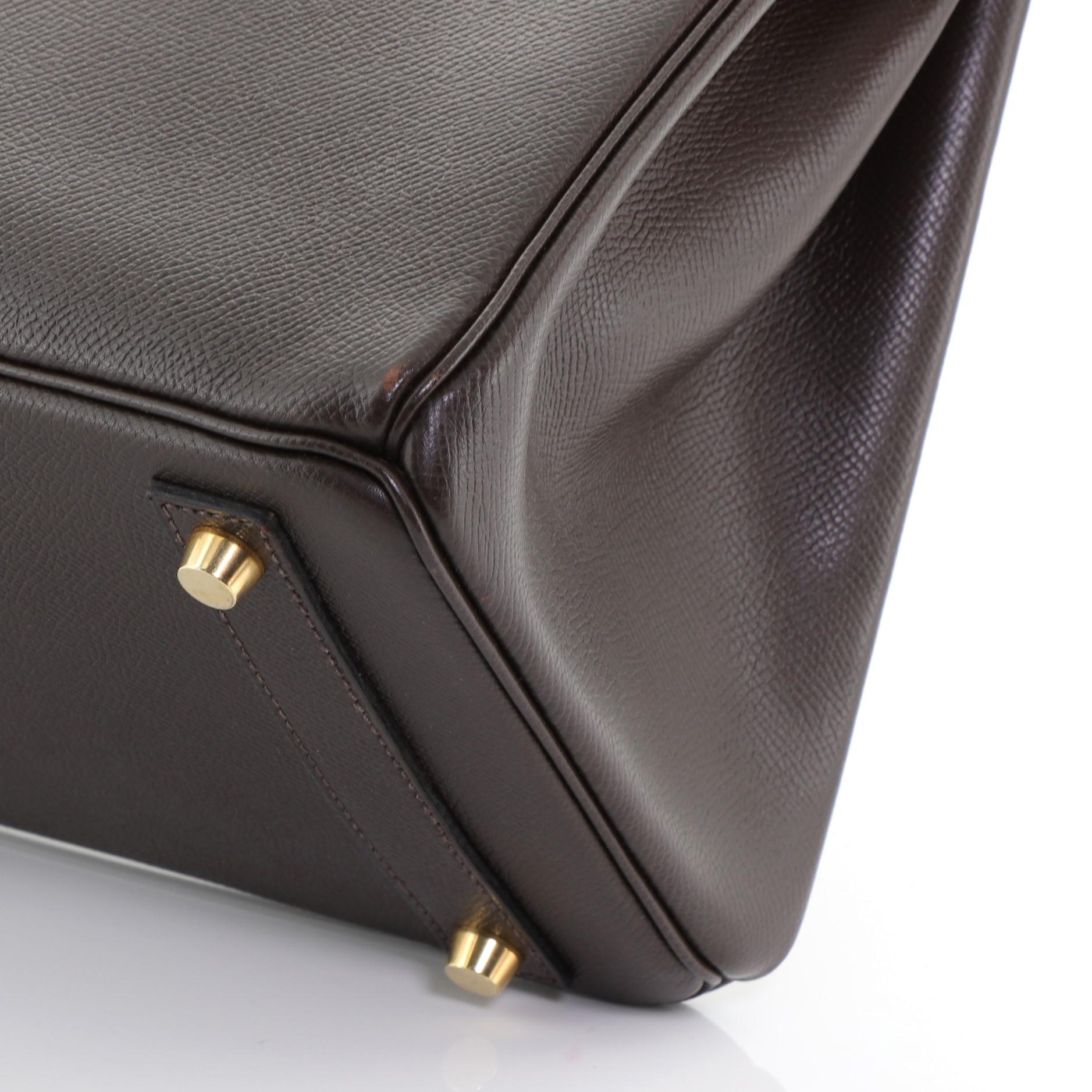 Black Hermes HAC Birkin Bag Ebene Courchevel With Gold Hardware 32