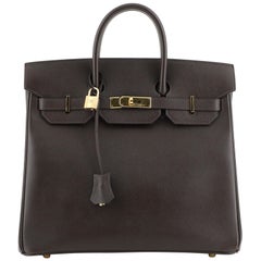 Hermes HAC Birkin Bag Ebene Courchevel With Gold Hardware 32