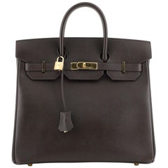 Hermes HAC Birkin Bag Ebene Courchevel With Gold Hardware 32 