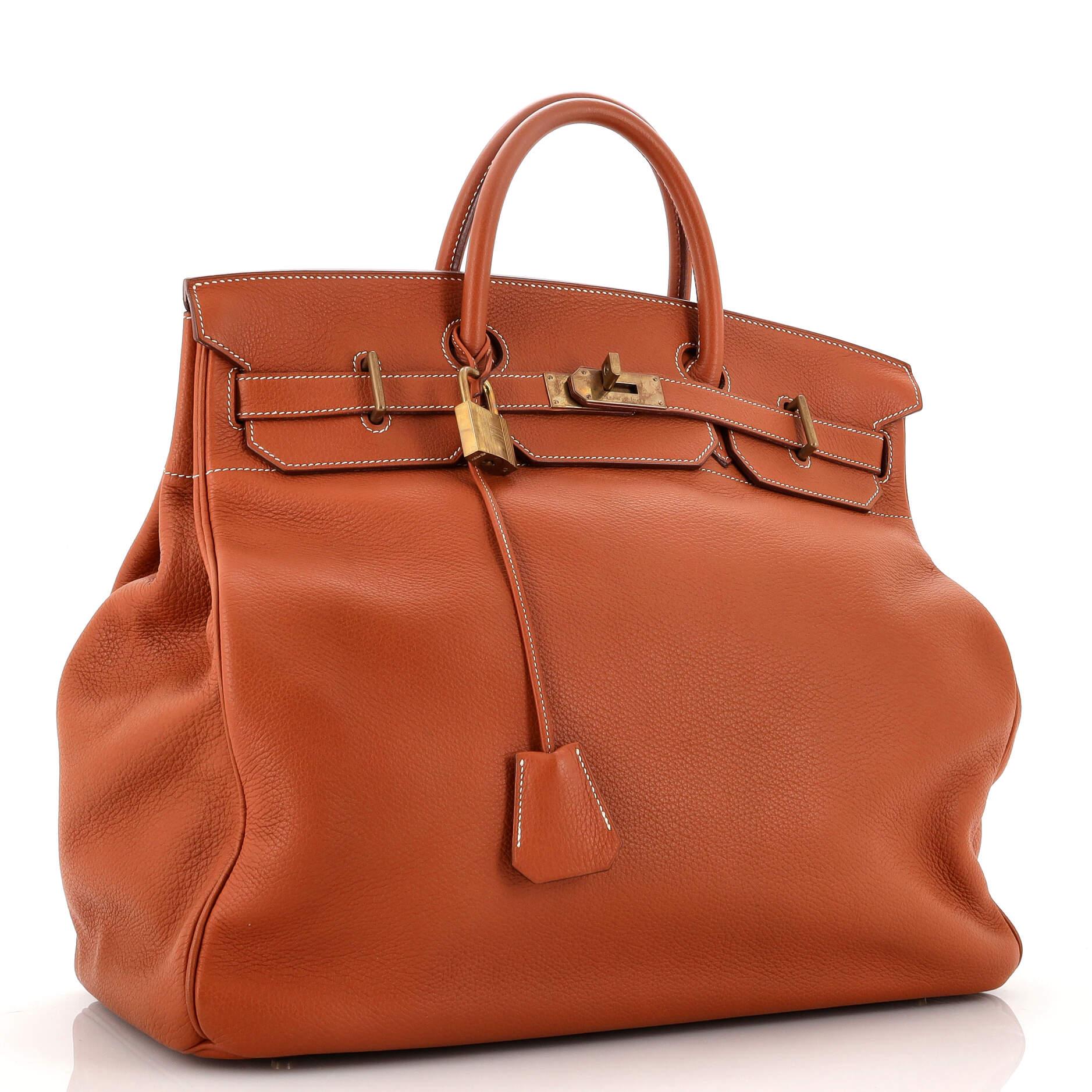 Hermes HAC Birkin Bag Etrusque Clemence with Brass Hardware 45 In Good Condition In NY, NY