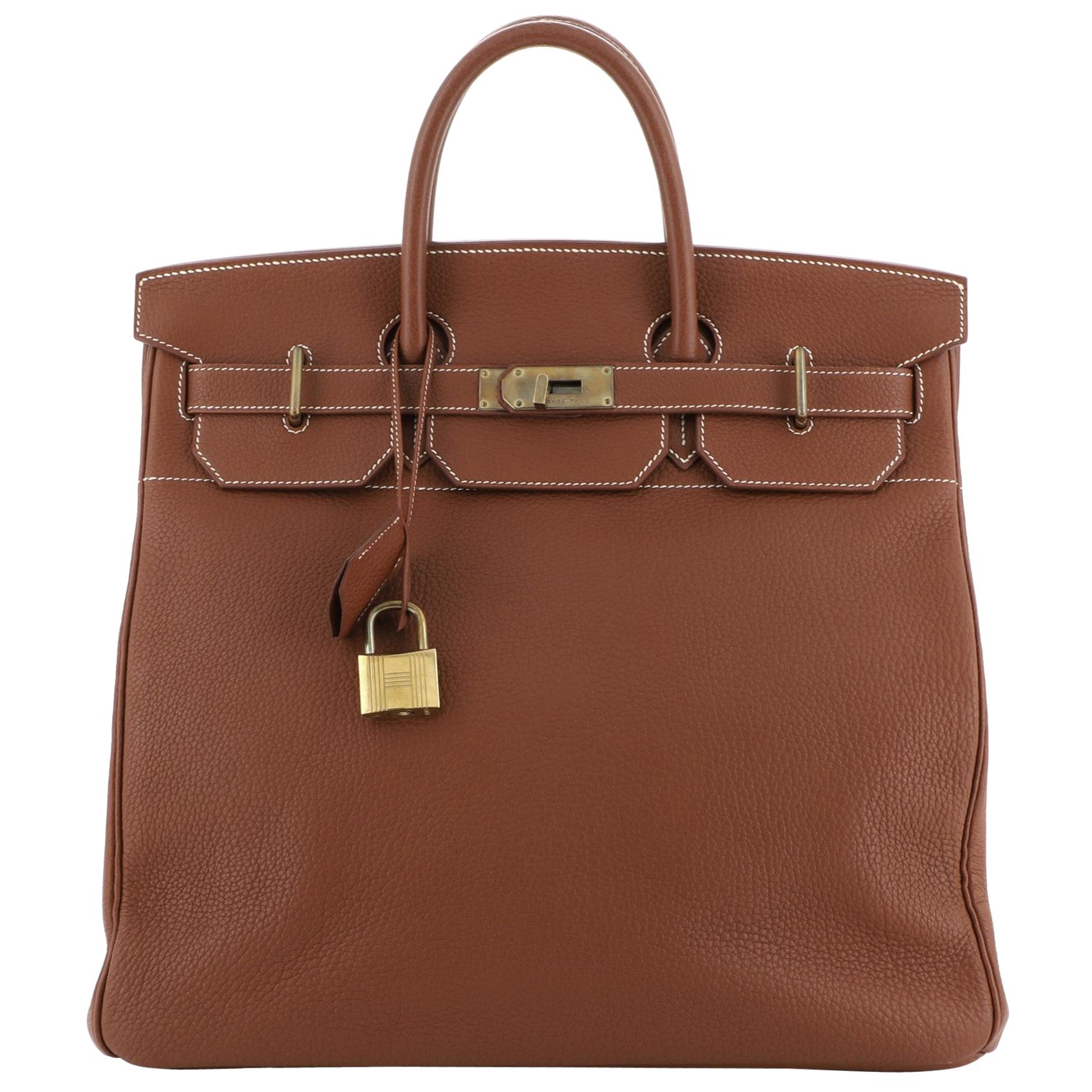 Hermes HAC Birkin Bag Fauve Fjord With Gold Hardware 40