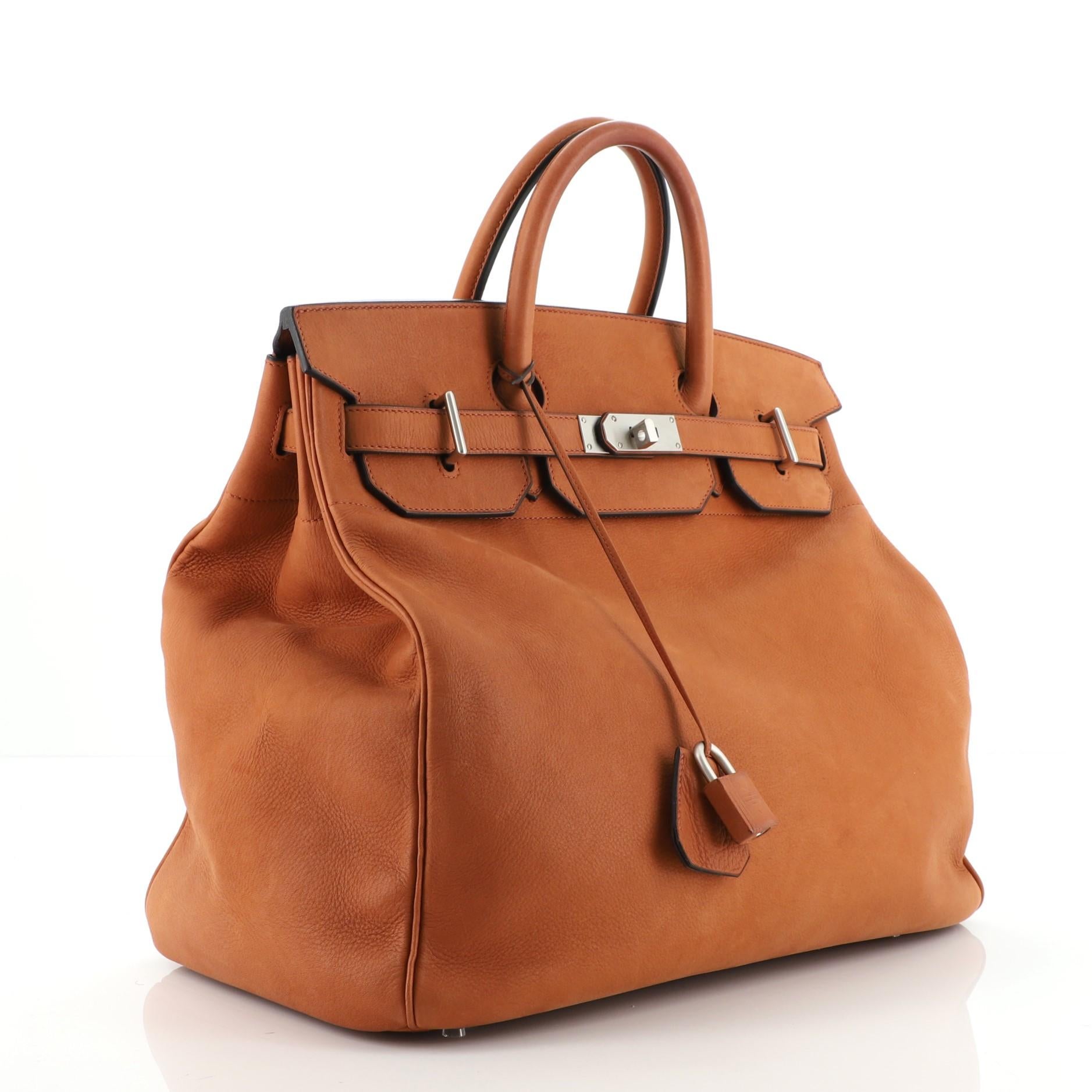 Hermes HAC Birkin Tasche Fauve Taurillon Sattel mit gebürstetem Palladium Hardw (Braun)
