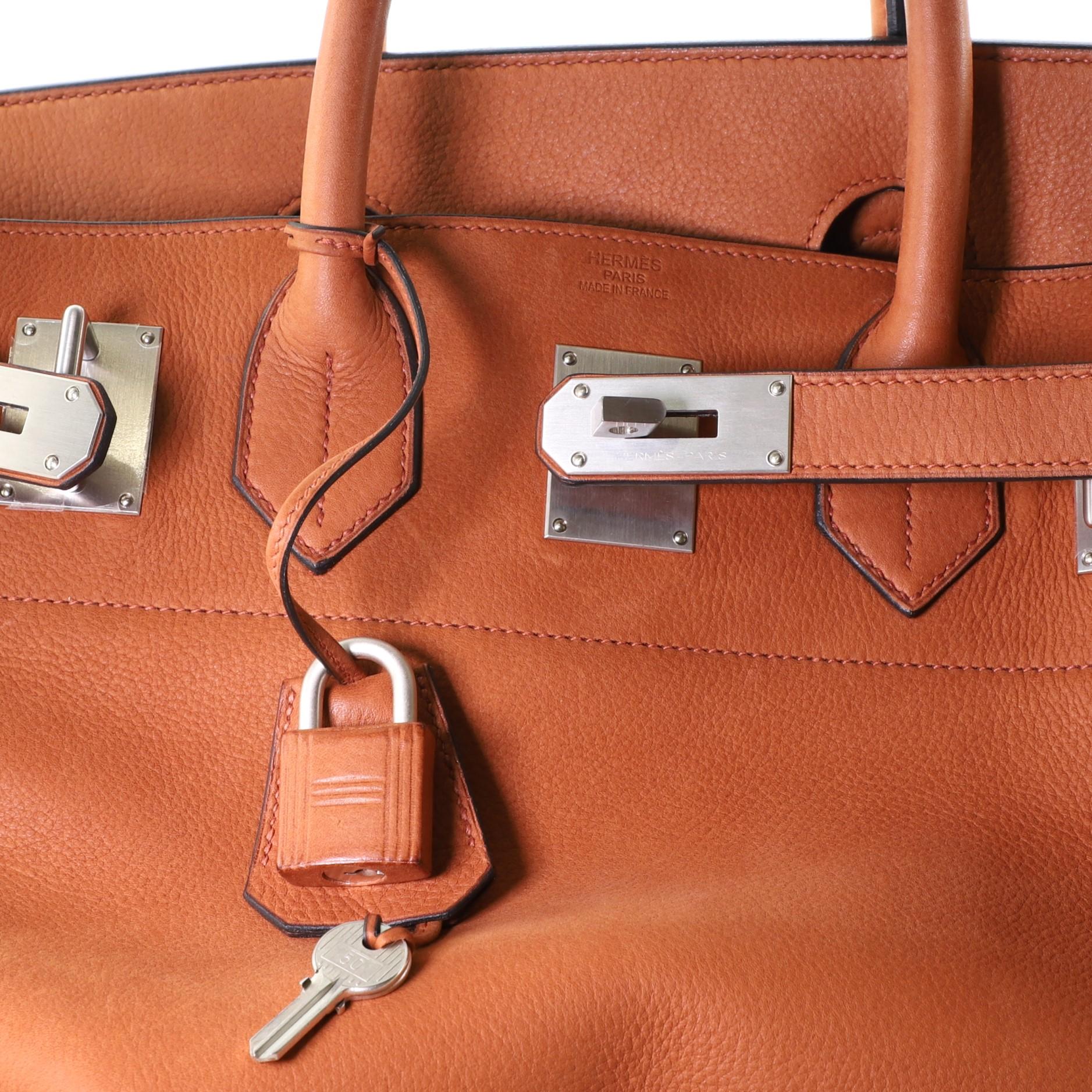 Hermes HAC Birkin Tasche Fauve Taurillon Sattel mit gebürstetem Palladium Hardw 3