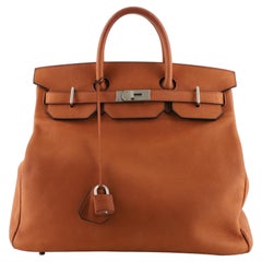 Hermes HAC Birkin Bag Fauve Taurillon Saddle with Brushed Palladium Hardw