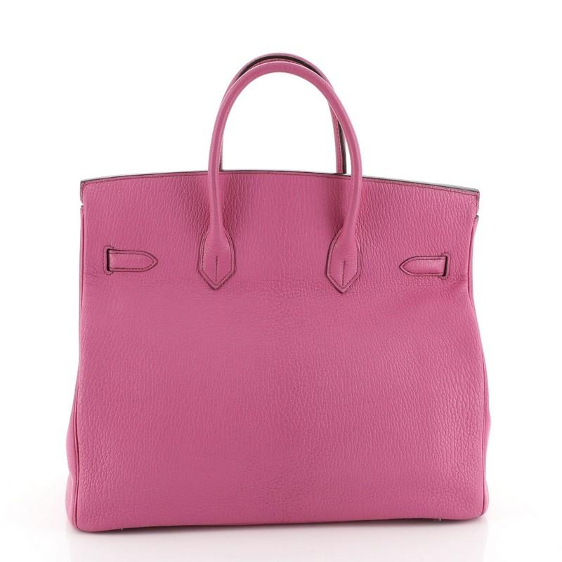 Pink Hermes HAC Birkin Bag Fuchsia Chevre de Coromandel with Palladium Hardwar