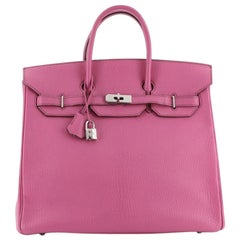 Hermes HAC Birkin Bag Fuchsia Chevre de Coromandel with Palladium Hardwar