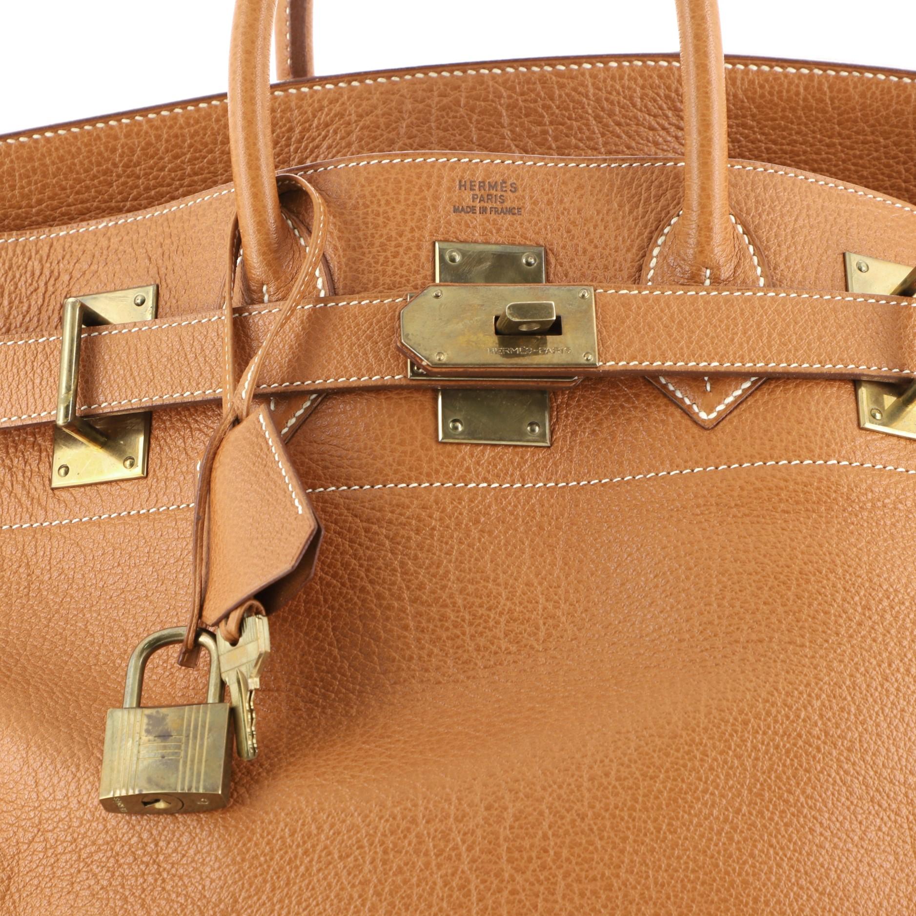 Hermes HAC Birkin Bag Gold Buffalo Skipper With Gold Hardware 50 In Good Condition In NY, NY