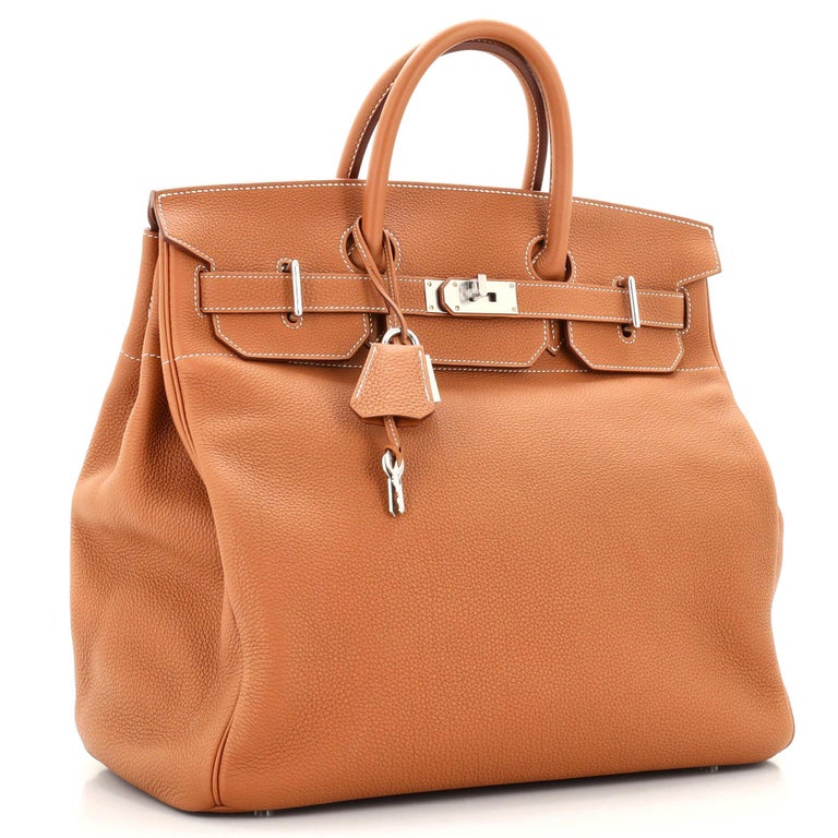 Hermes HAC Birkin Bag Gold Togo with Palladium Hardware 40 In Good Condition For Sale In NY, NY