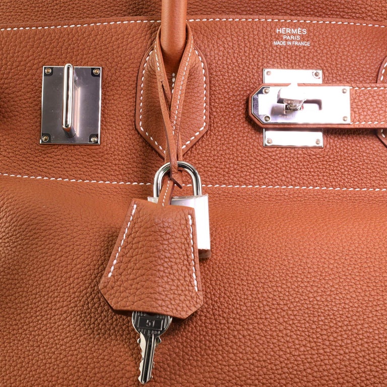 Hermes HAC Birkin Bag Gold Togo with Palladium Hardware 40 For Sale 3