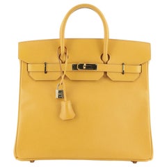 Hermes HAC Birkin Bag Jaune Courchevel with Gold Hardware 32
