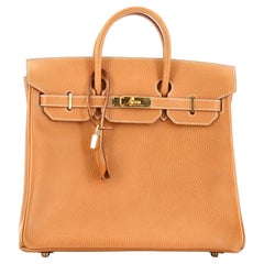 Hermes HAC Birkin Bag Natural Ardennes with Gold Hardware 32