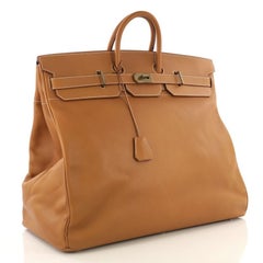 Hermes HAC Birkin Bag Natural Ardennes with Gold Hardware 55