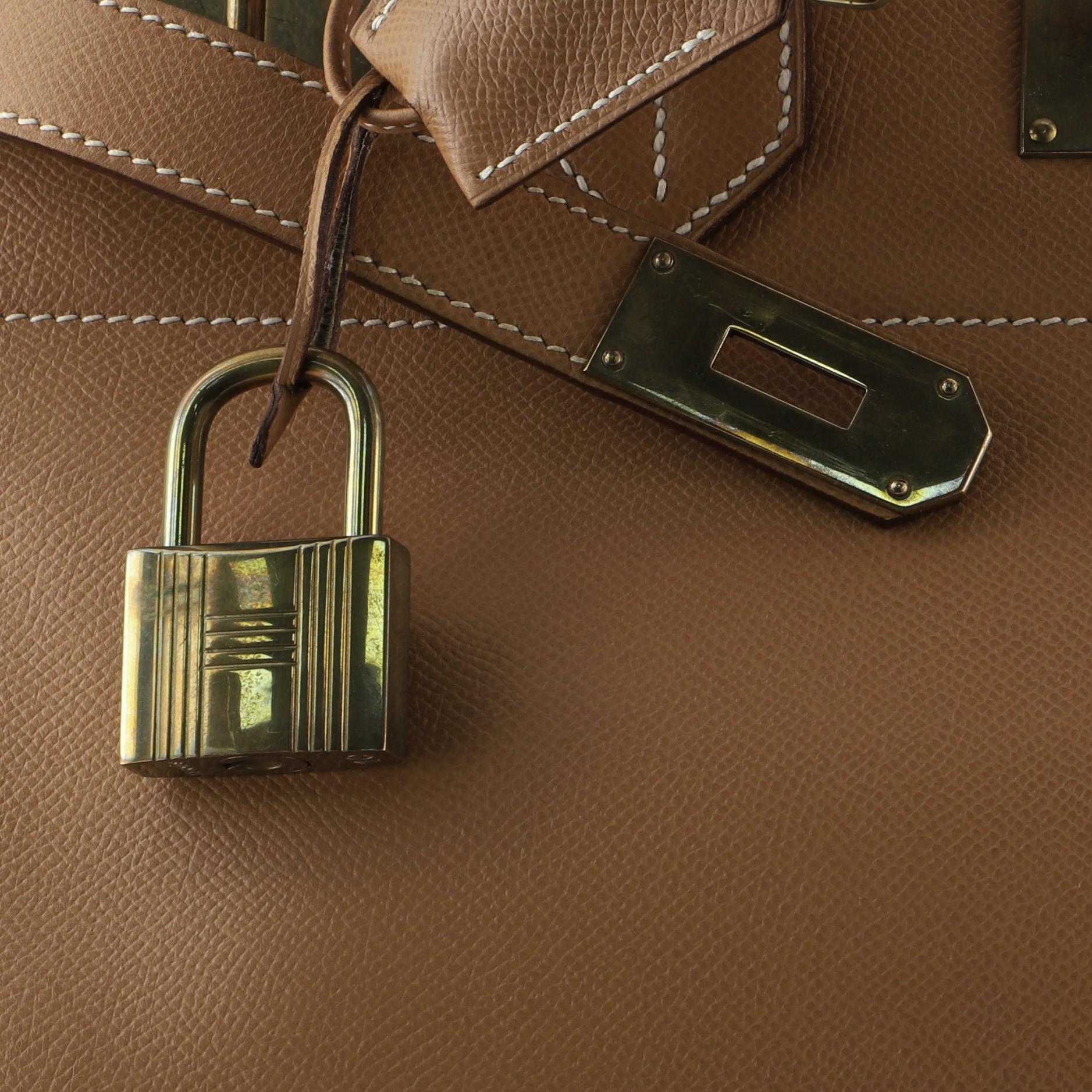 Hermes HAC Birkin Bag Natural Courchevel with Gold Hardware 40 4