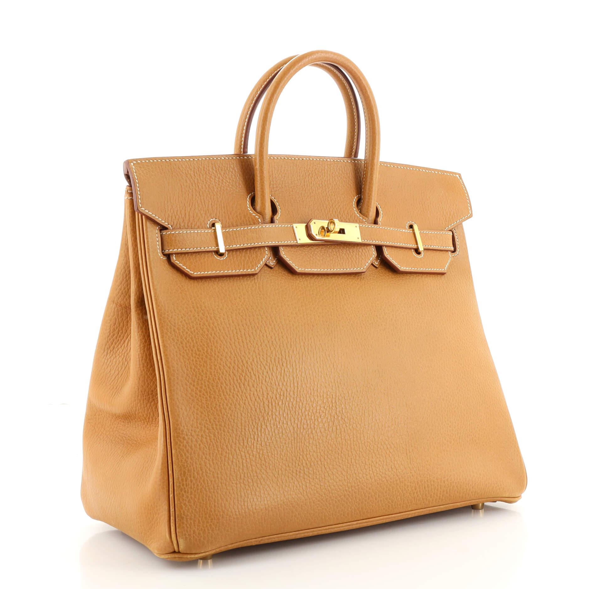 Hermes HAC Birkin Bag Natural Sable Ardennes with Gold Hardware 32 In Good Condition In NY, NY