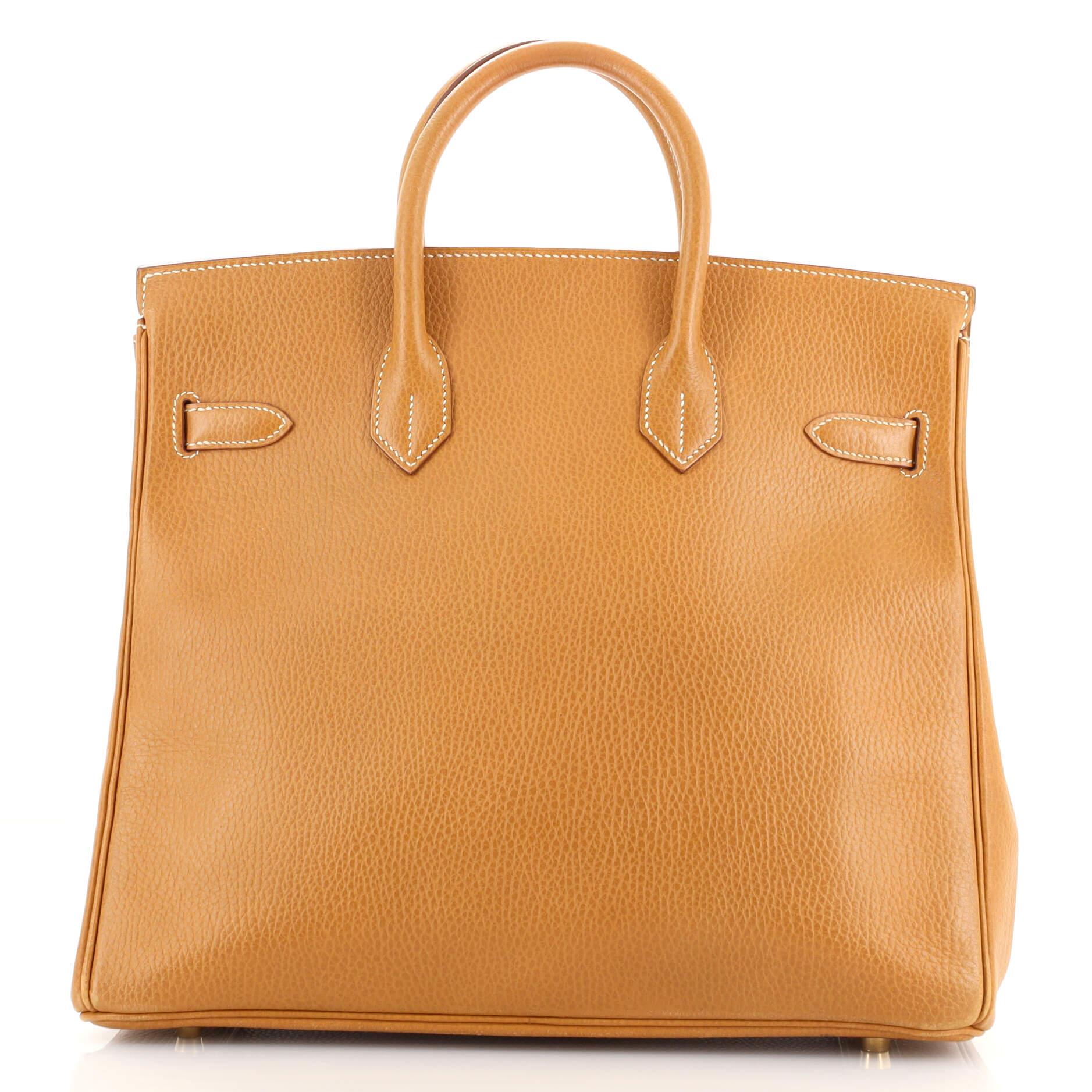 Women's or Men's Hermes HAC Birkin Bag Natural Sable Ardennes with Gold Hardware 32