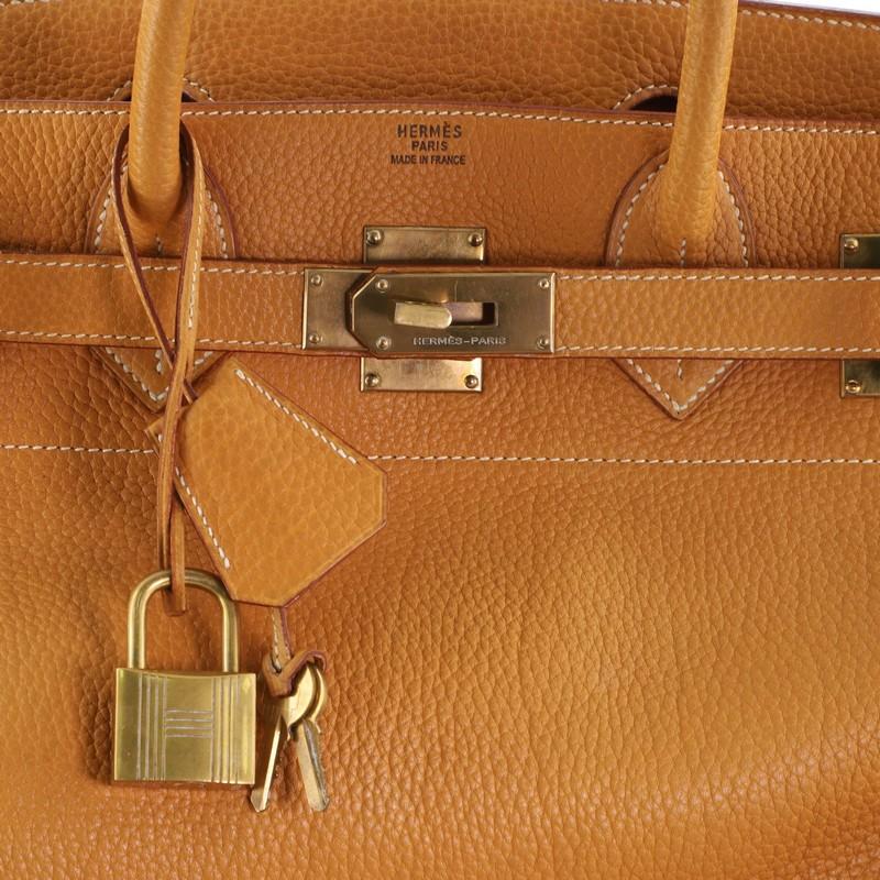 Hermes  HAC Birkin Bag Natural Sable Fjord with Gold Hardware 45 In Good Condition In NY, NY