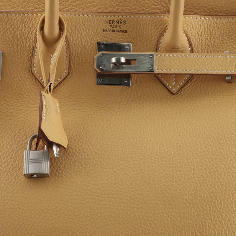 Women's or Men's Hermes HAC Birkin Bag Natural Sable Togo with Brushed Palladium Hardware 32