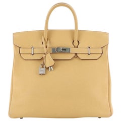 Hermes HAC Birkin Bag Natural Sable Togo with Brushed Palladium Hardware 32