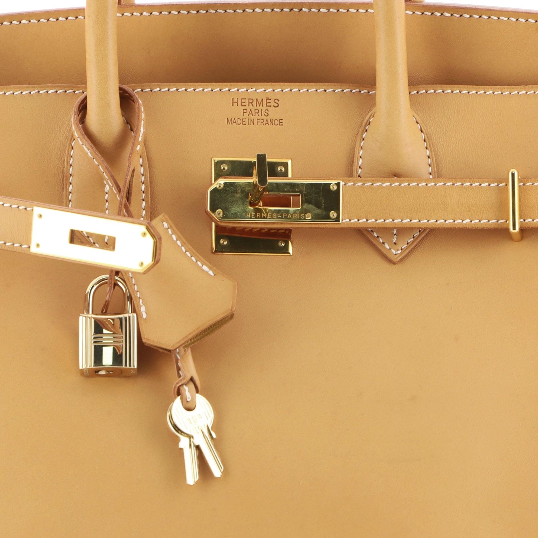 Hermes HAC Birkin Bag Natural Vache Natural with Gold Hardware 32 In Good Condition In NY, NY