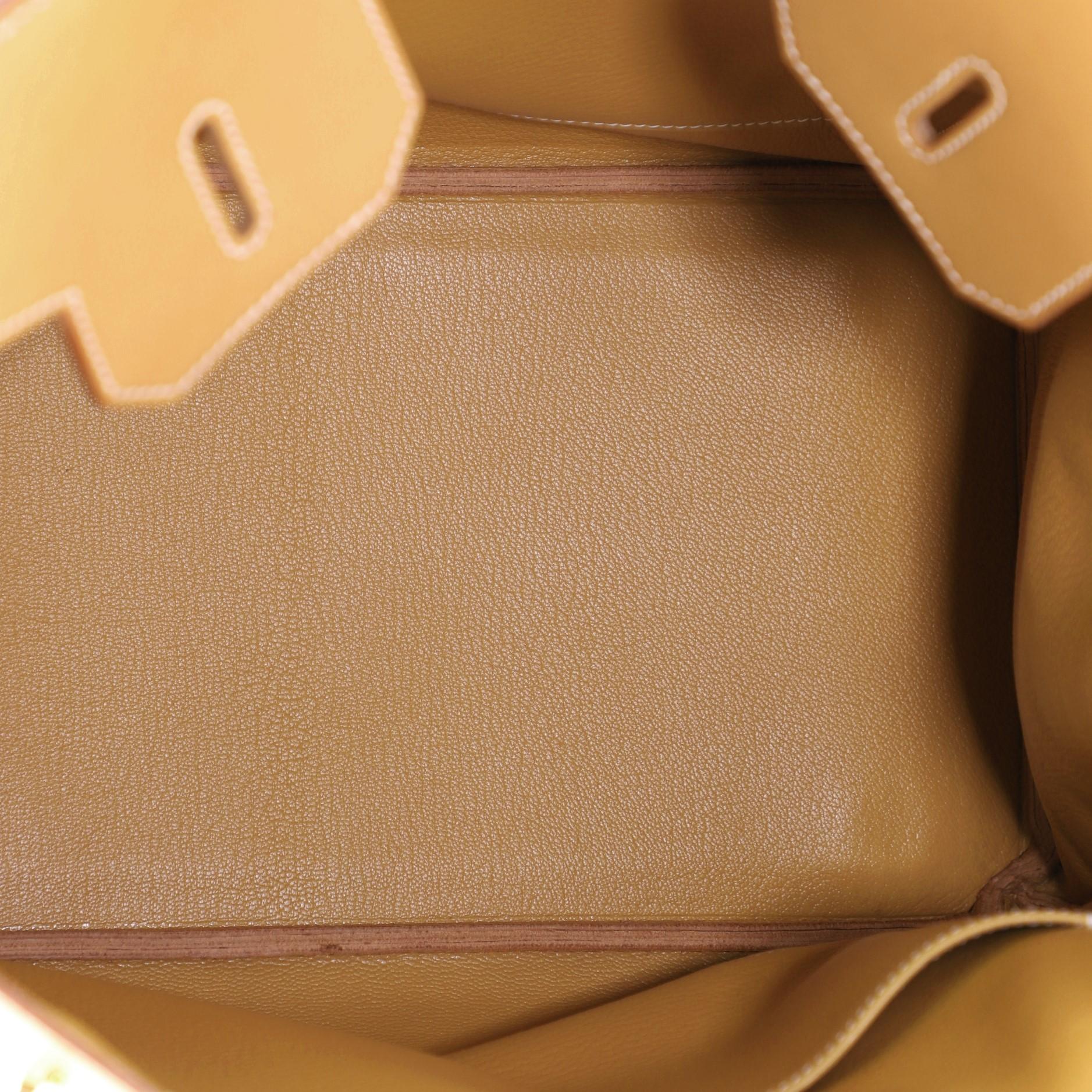 Women's Hermes HAC Birkin Bag Natural Vache Natural with Gold Hardware 32