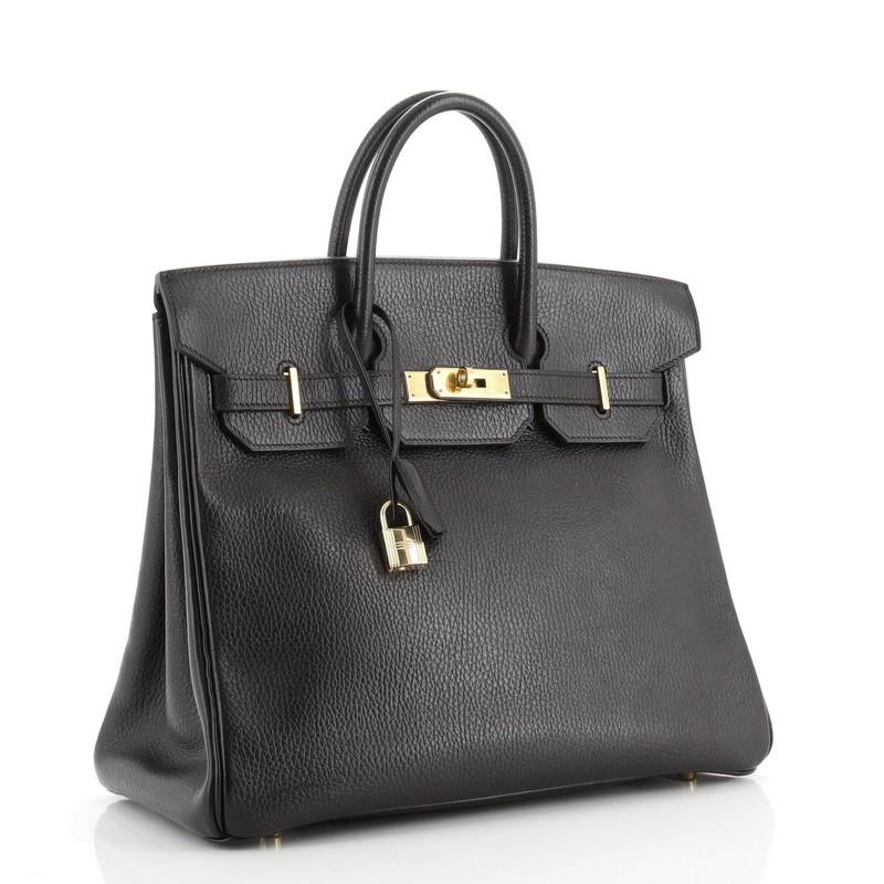 Black Hermes HAC Birkin Bag Noir Ardennes with Gold Hardware 32