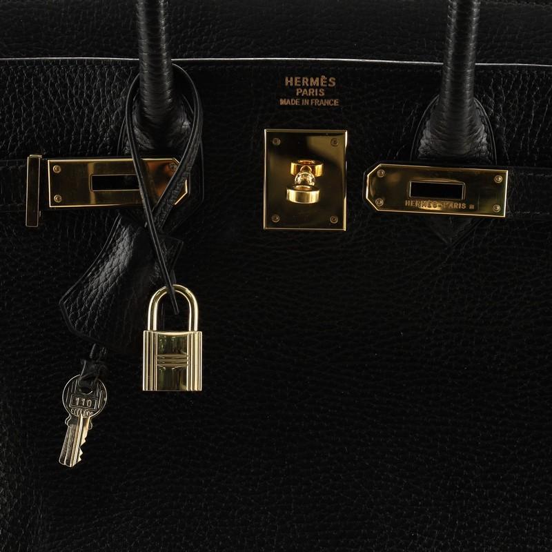 Hermes HAC Birkin Bag Noir Ardennes with Gold Hardware 32 1