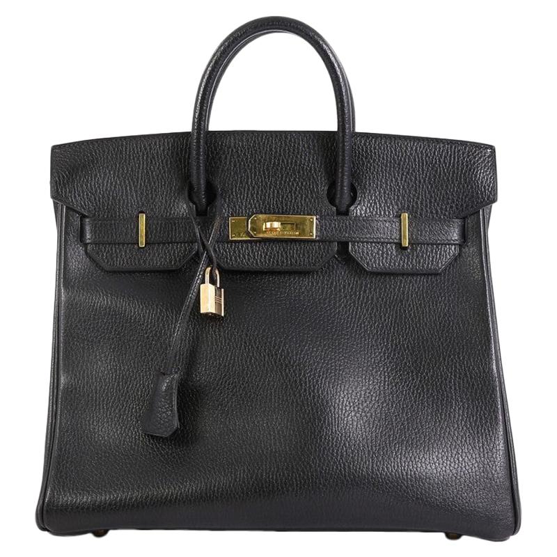 Hermes HAC Birkin Bag Noir Ardennes with Gold Hardware 32