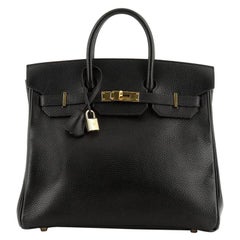 Hermes HAC Birkin Bag Noir Ardennes with Gold Hardware 32