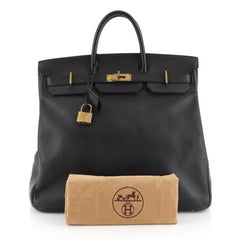 Hermes HAC Birkin Bag Noir Ardennes with Gold Hardware 45