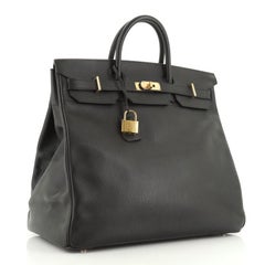 Hermes HAC Birkin Bag Noir Ardennes with Gold Hardware 45