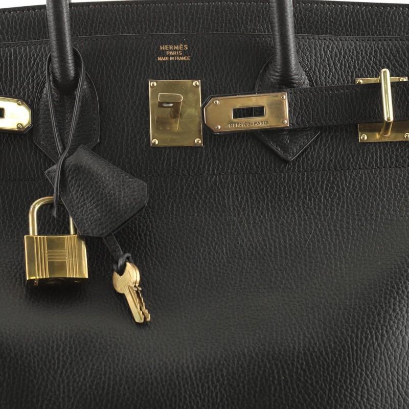 Hermes HAC Birkin Bag Noir Ardennes with Gold Hardware 45 1