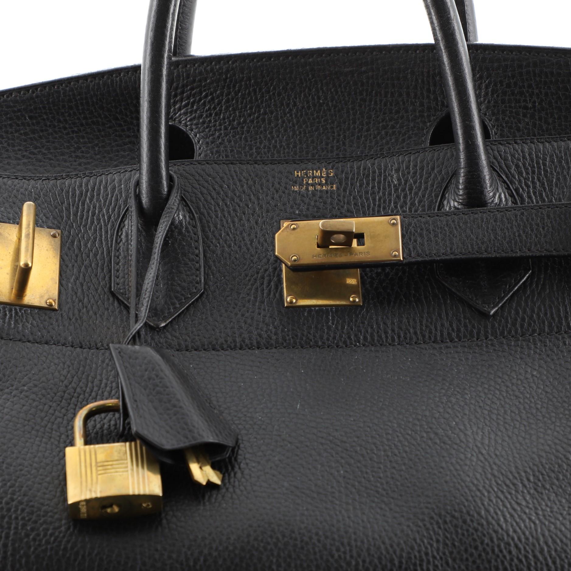 Hermes HAC Birkin Bag Noir Ardennes with Gold Hardware 45 2