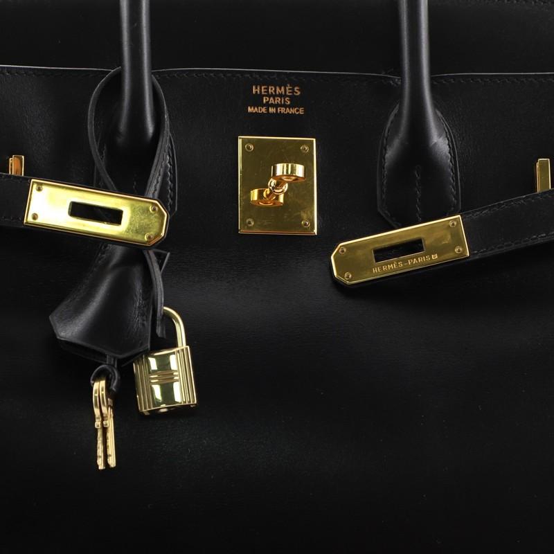 Hermes HAC Birkin Bag Noir Box Calf with Gold Hardware 32 In Good Condition In NY, NY