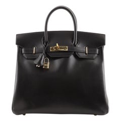 Hermes HAC Birkin Bag Noir Box Calf with Gold Hardware 32