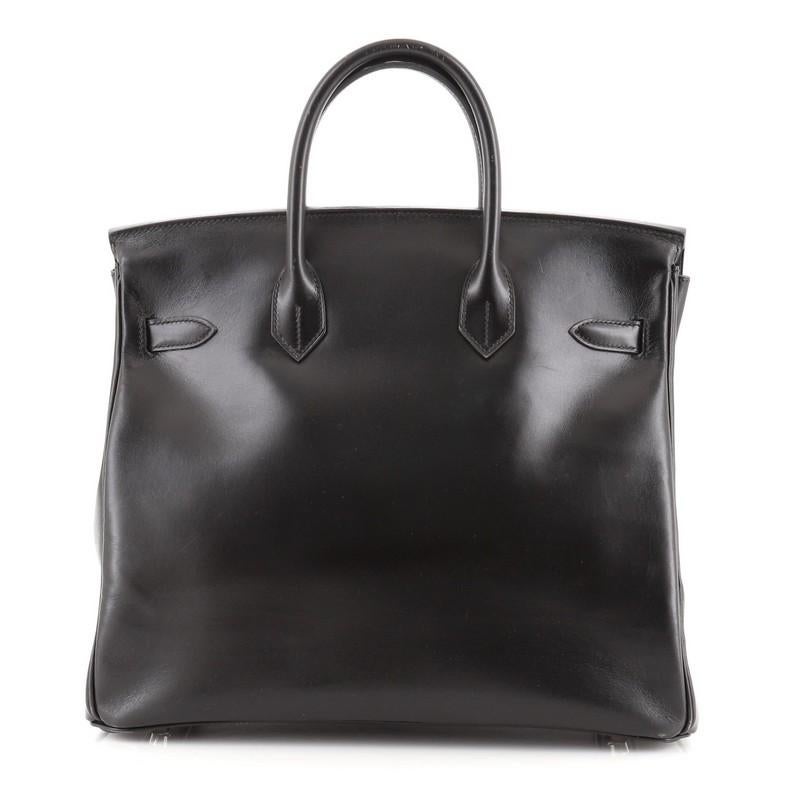 Nero Hermes HAC Birkin Borsa Noir Box Vitello con Hardware Palladium 32