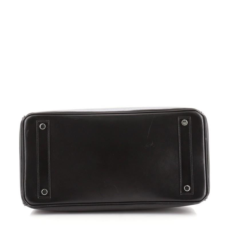 Hermes HAC Birkin Borsa Noir Box Vitello con Hardware Palladium 32 In condizioni buone a NY, NY