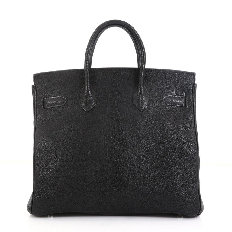 Hermes HAC Birkin Bag Noir Chevre de Coromandel with Palladium Hardware ...